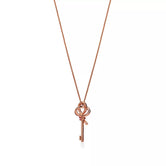 18K T Keys Woven Pink Diamonds Medium Necklace
