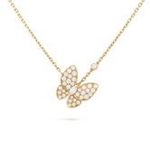 18K Two Butterfly Necklace