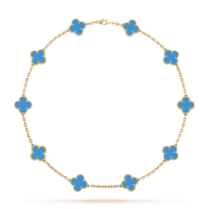 18K Vintage Alhambra Agate 10 Motifs Necklace
