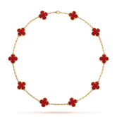 18K Vintage Alhambra Carnelian 10 Motifs Necklace