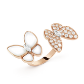 18K Two Butterfly Between the Finger Pearl Ring
