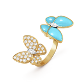 18K Two Butterfly Between the Finger Turquoise Ring