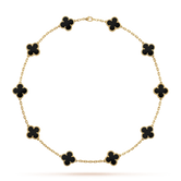 18K Vintage Alhambra Black 10 Motifs Necklace