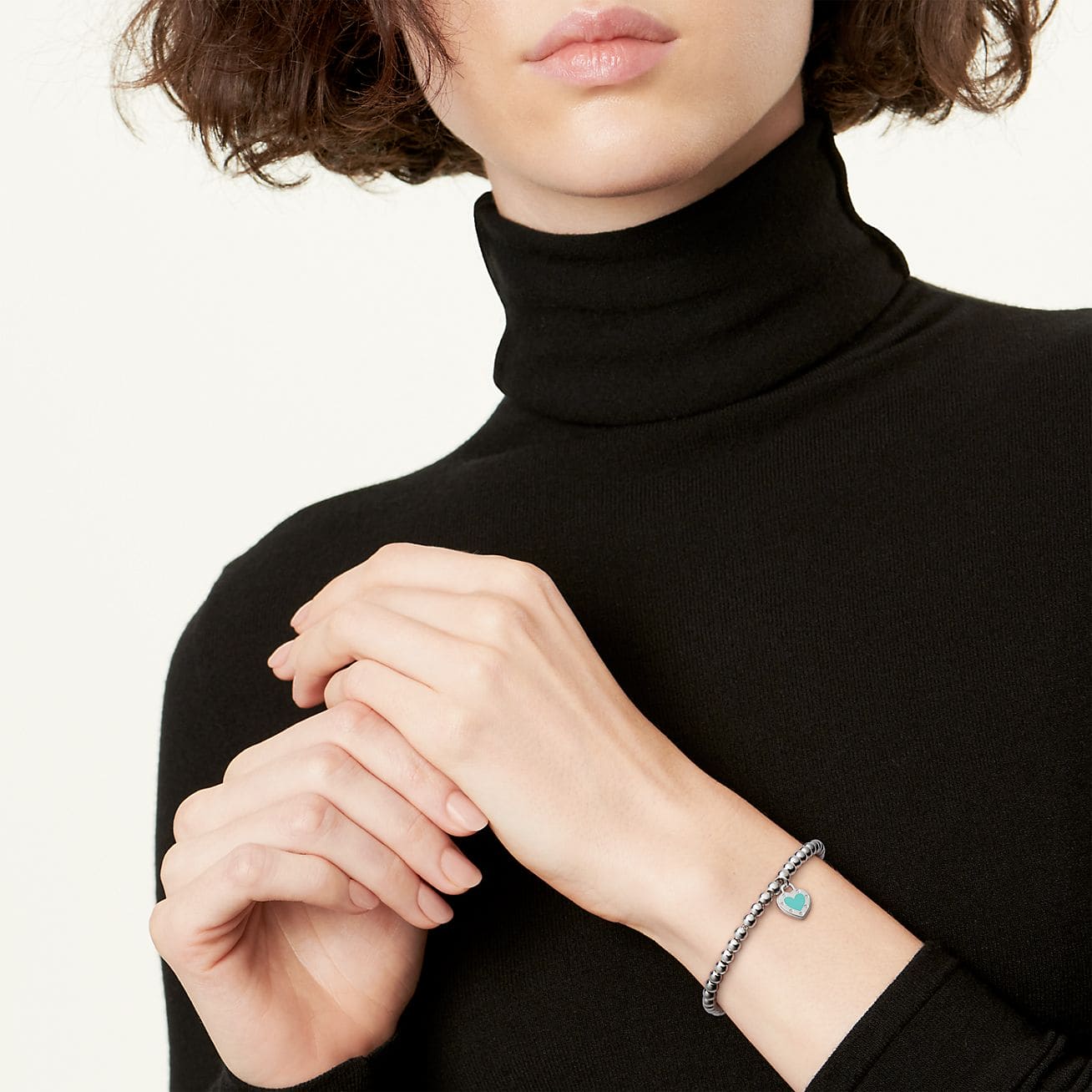 18K Return to Love Blue Heart Tag Bead Bracelet