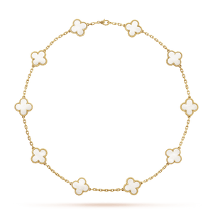 18K Vintage Alhambra Pearl 10 Motifs Necklace