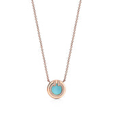 18K T Diamond & Turquoise Circle Pendant Necklace