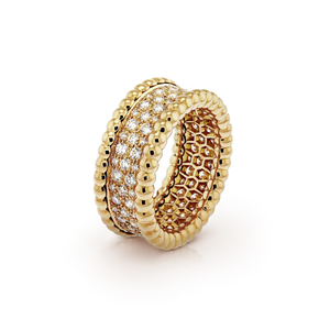18K Perlée Diamonds 3 Row Ring