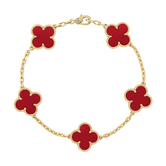 18K Vintage Alhambra Five Motifs Carnelian Bracelet