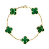 18K Vintage Alhambra Five Motifs Malachite Bracelet