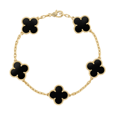 18K Vintage Alhambra Five Motifs Black Bracelet